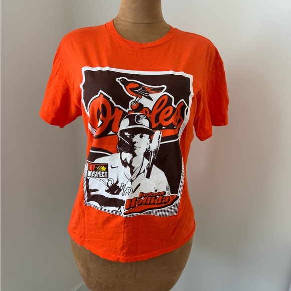 Baltimore Orioles Jackson Holliday Debut T-Shirt in Orange - Picture 1 of 11
